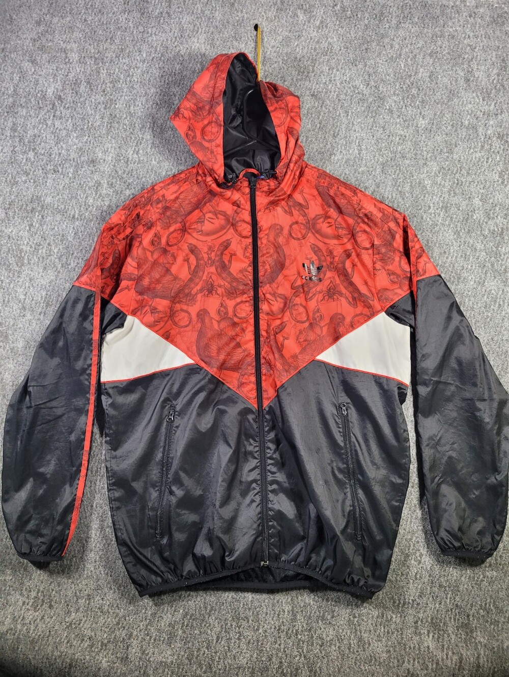 Adidas Originals Night Creatures Full Zip Windbreaker Jacket Mens L Red Black